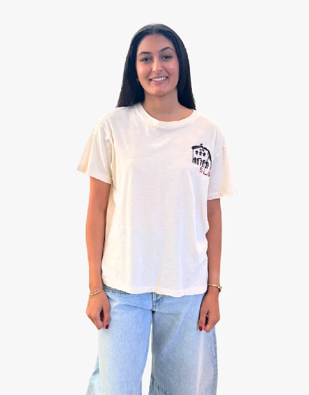 Banner Day SLO Custom Embroidered T-Shirt in Cream