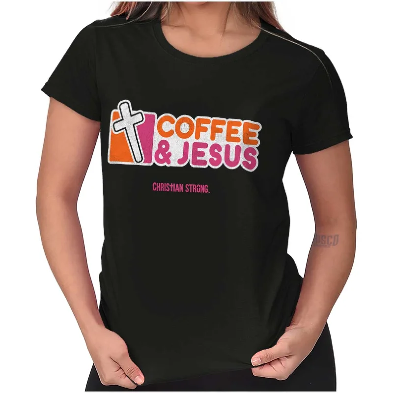 Coffee And Jesus Donuts Ladies T Shirt