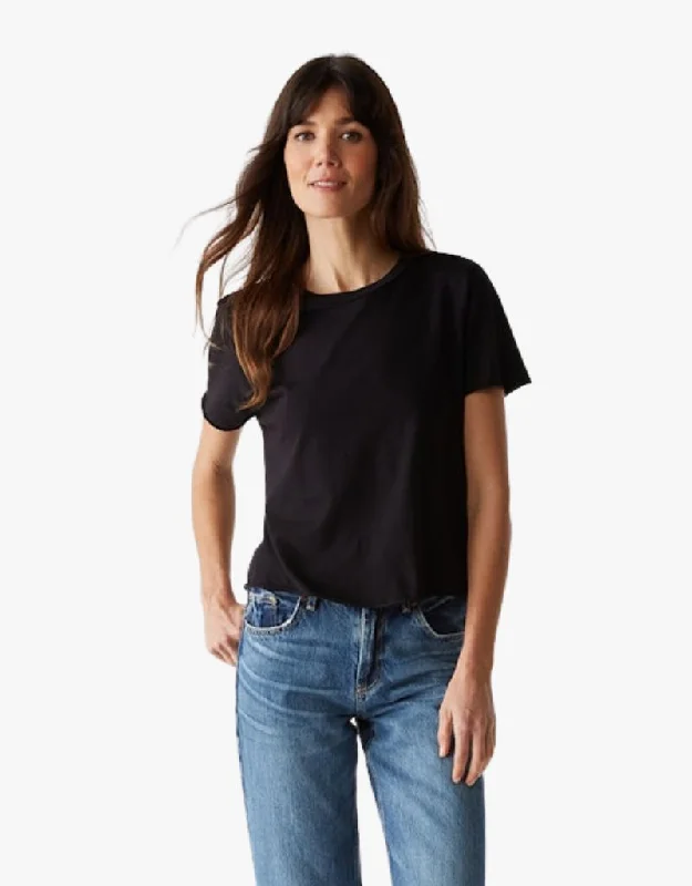 Michael Stars Jackie Raw Edge Crew Neck Tee in Black