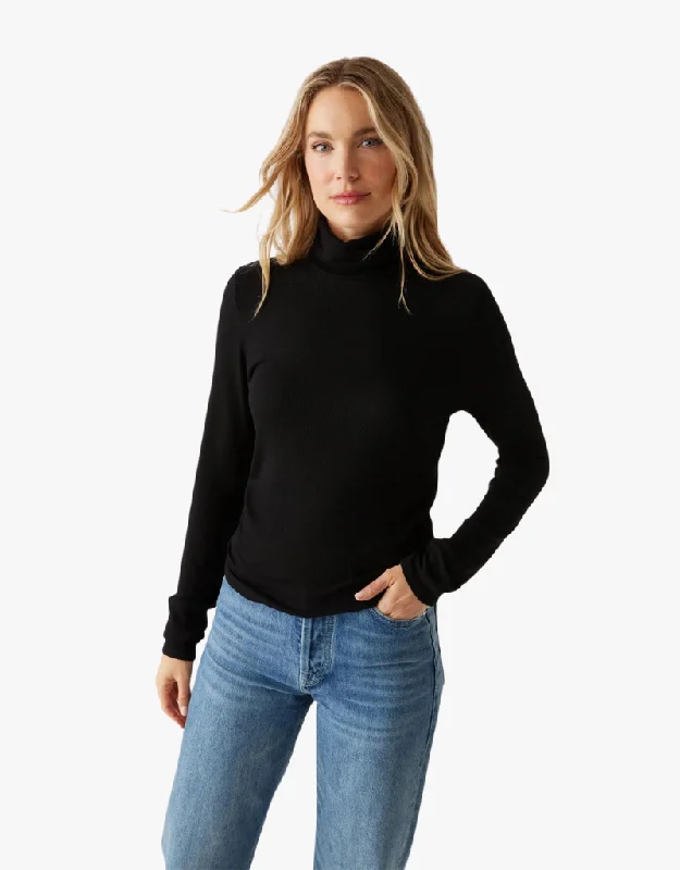 Michael Stars Tara Crop Turtleneck in Black