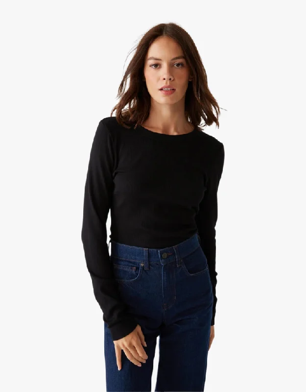 Michael Stars Zola Ribbed Tee in Black