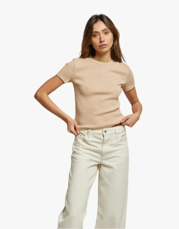 Perfect White Tee Katz Ribbed T-Shirt in Heather Oatmeal