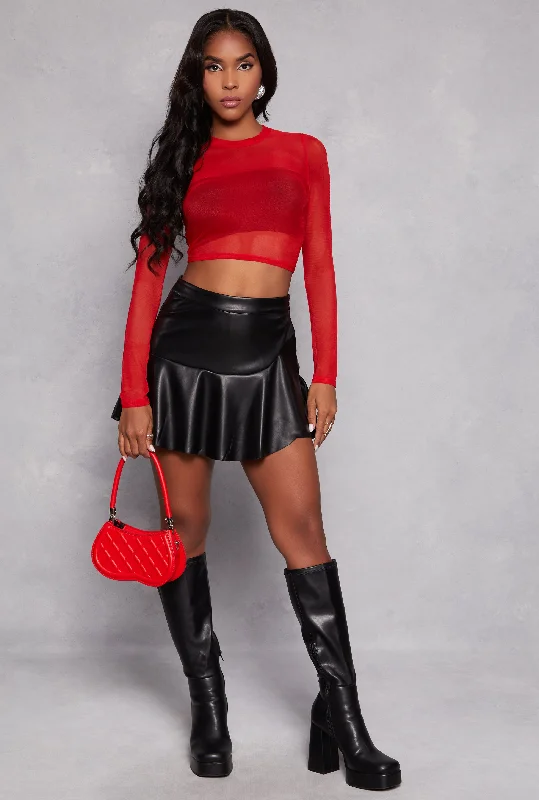 Faux Leather Asymmetrical Skort