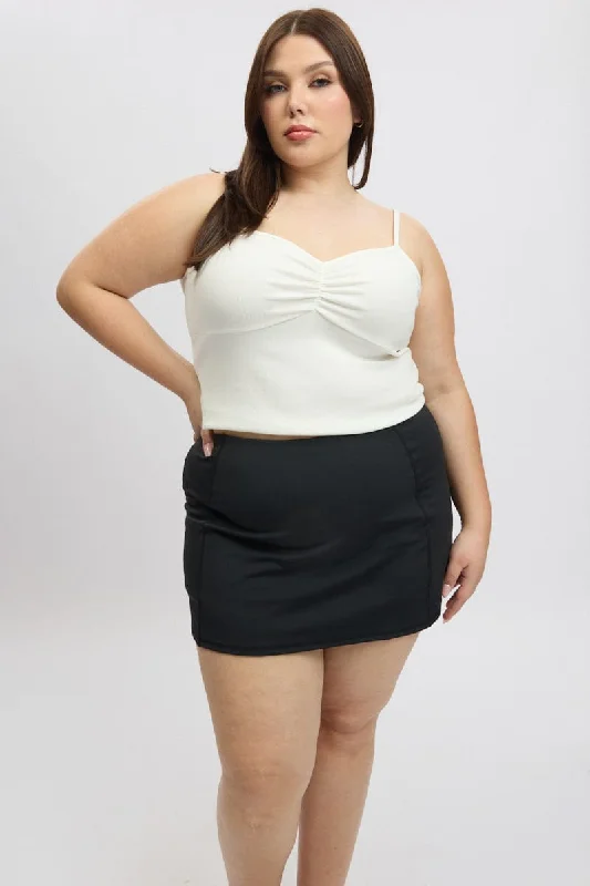 Black Front Split Tennis Skort