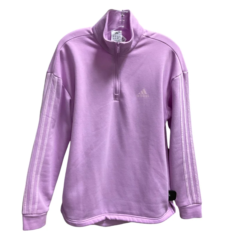 Athletic Top Long Sleeve Collar By Adidas In Pink, Size: M