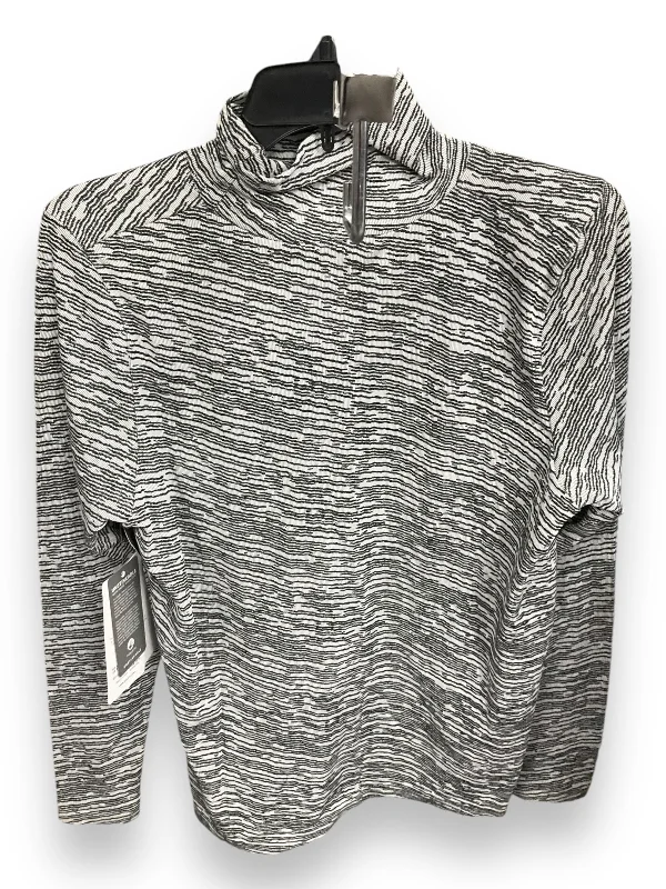 Athletic Top Long Sleeve Collar By Athleta In Black & White, Size: Xl