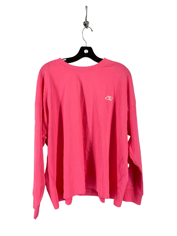 Athletic Top Long Sleeve Collar By Dkny In Pink, Size: 2x