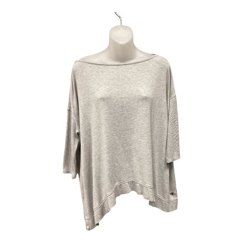 Athletic Top Long Sleeve Crewneck By Donna Karan In Grey, Size: S