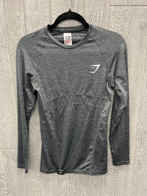 Athletic Top Long Sleeve Crewneck By Gym Shark In Grey, Size: S