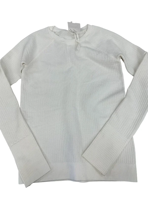 Athletic Top Long Sleeve Crewneck By Lululemon In White, Size: 6