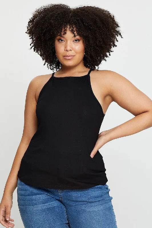 Black Tank Top High Neck