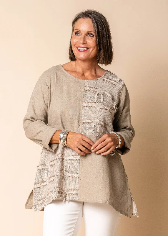 Elio Linen Blend Top in Mocha