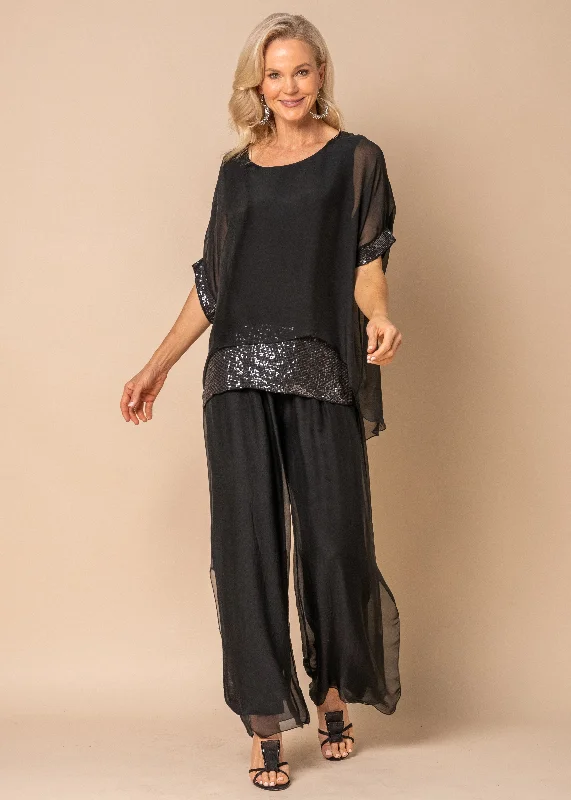 Mimi Silk Top in Onyx