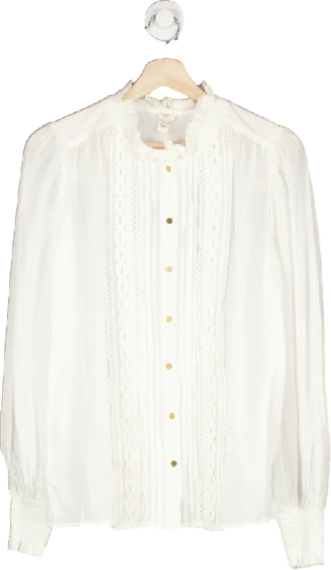 River Island White Lace Trim Blouse UK 6