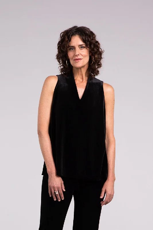 Velvet Deep V Trapeze Tank | Black