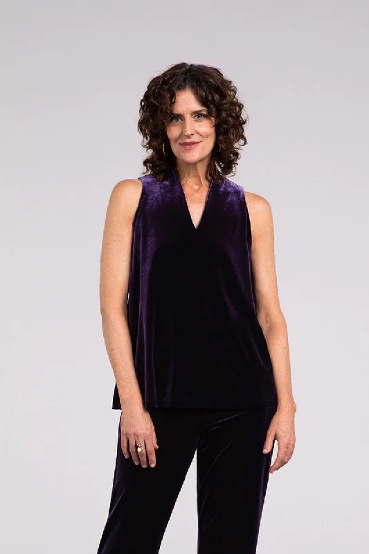 Velvet Deep V Trapeze Tank | Plum