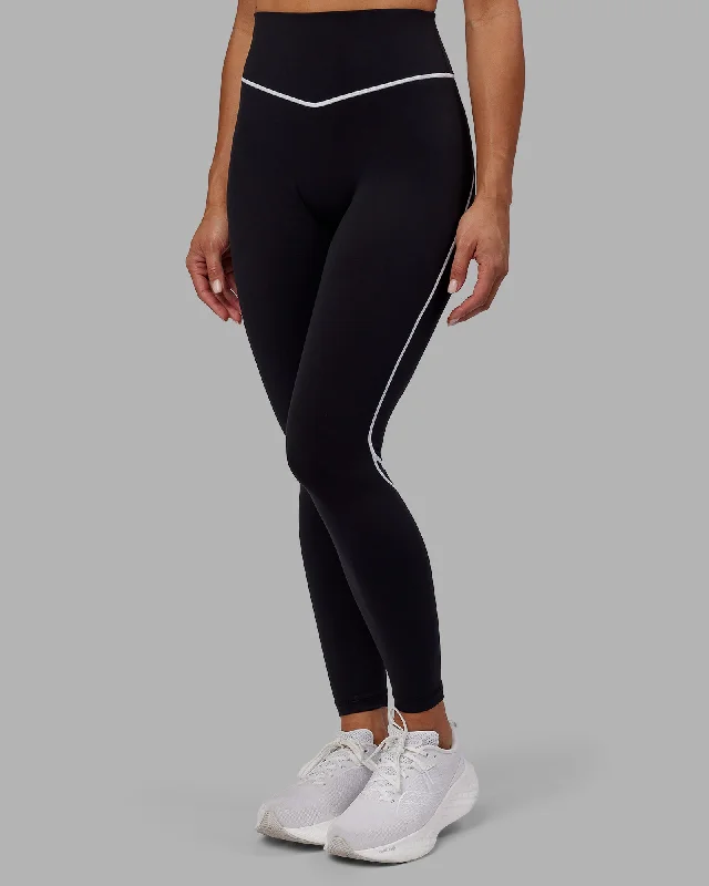 Contrast Full Length Leggings - Black-White