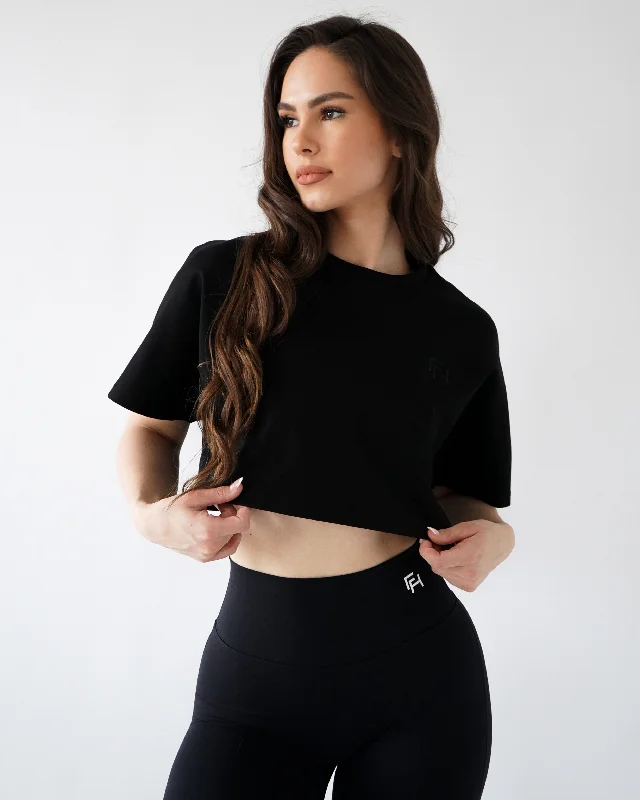 Relaxed Crop Top - Black