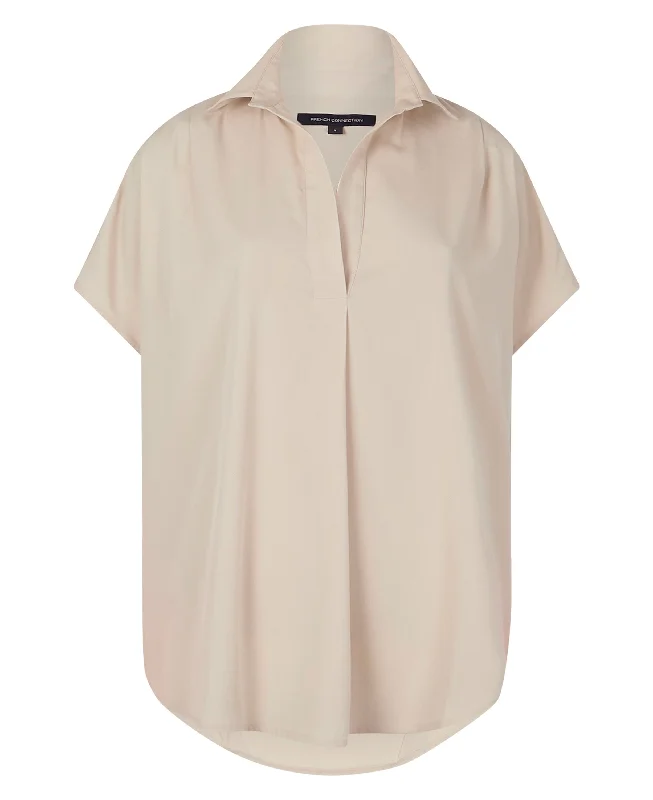 Crepe Light Cap Sleeve Popover Shirt - Wild Wheat