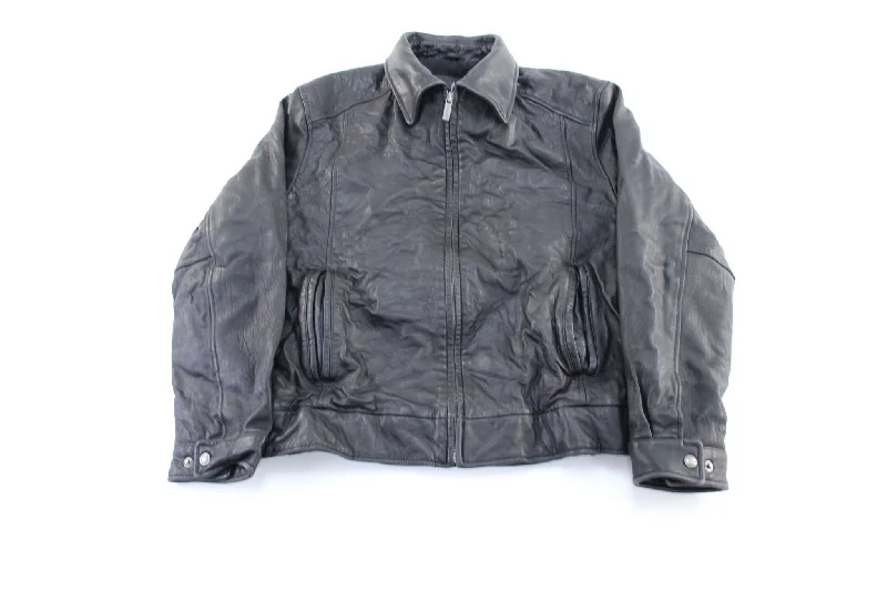 London Fog Black Leather Zip Up Jacket