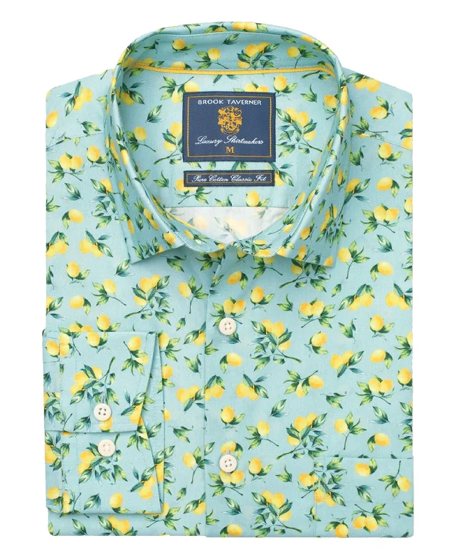 Lemon Print Shirt - Mint Green