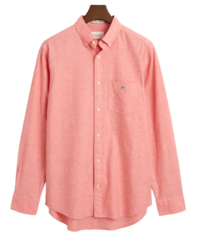 Regular Fit Cotton Linen Shirt - Sunset Pink