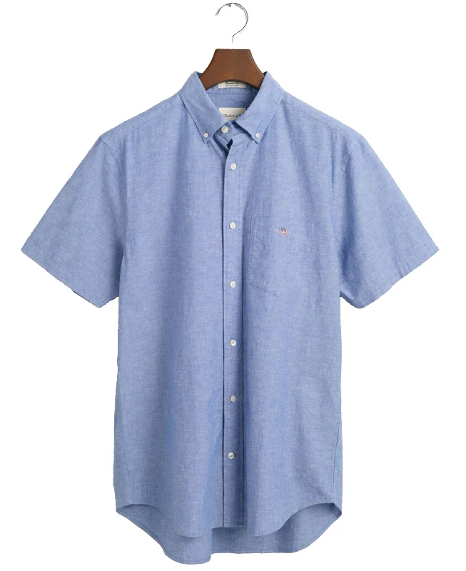 Regular Fit Cotton Linen Shirt - Rich Blue