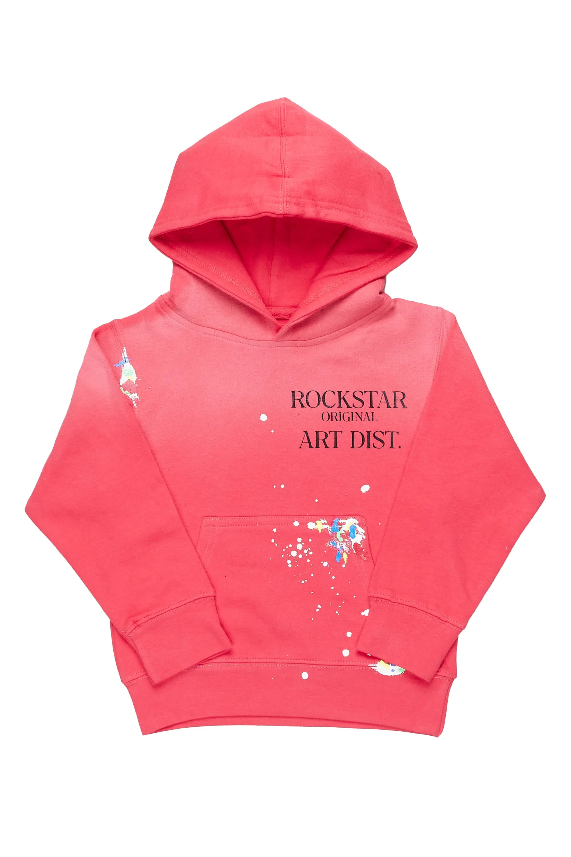 Boys Rockstar Art Dist. Fuchsia Graphic Hoodie