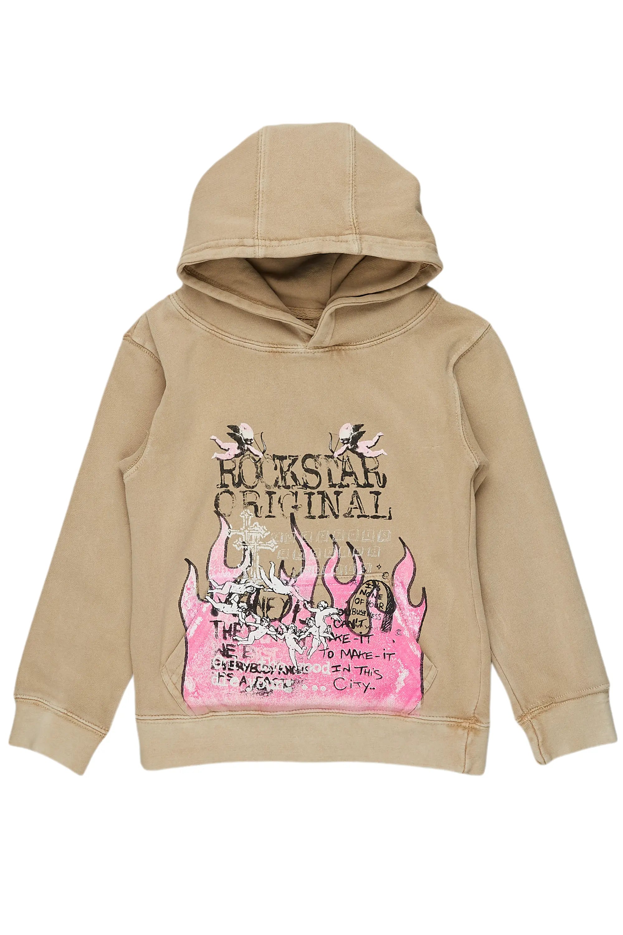 Girls Leira Vintage Beige Graphic Hoodie