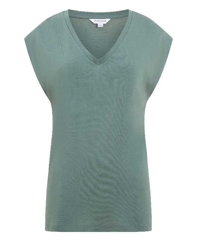 Soft Touch Eco Jersey V-Neck Top - Tropical Green