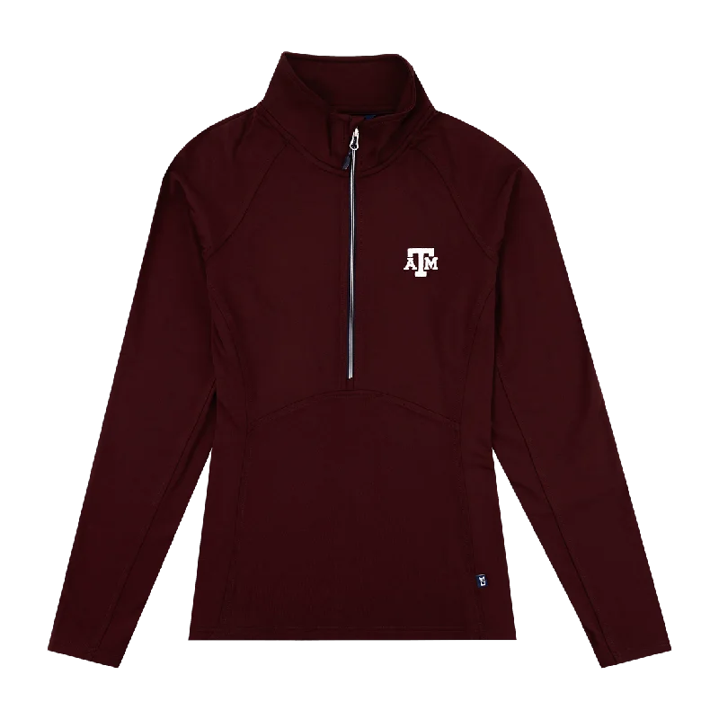 Texas A&M Cutter & Buck Ladies Adapt Eco Knit Stretch Half Zip Pullover