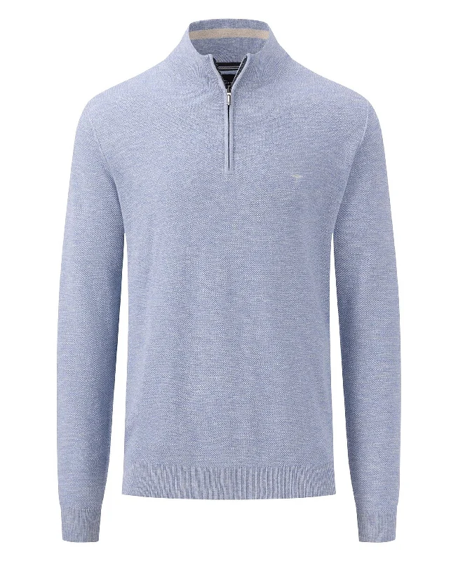 Troyer Zip Mouline Jumper - Crystal Blue