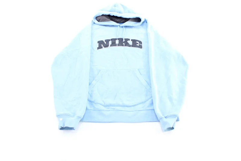 Y2K Nike Embroidered Logo Light Blue Pullover Hoodie