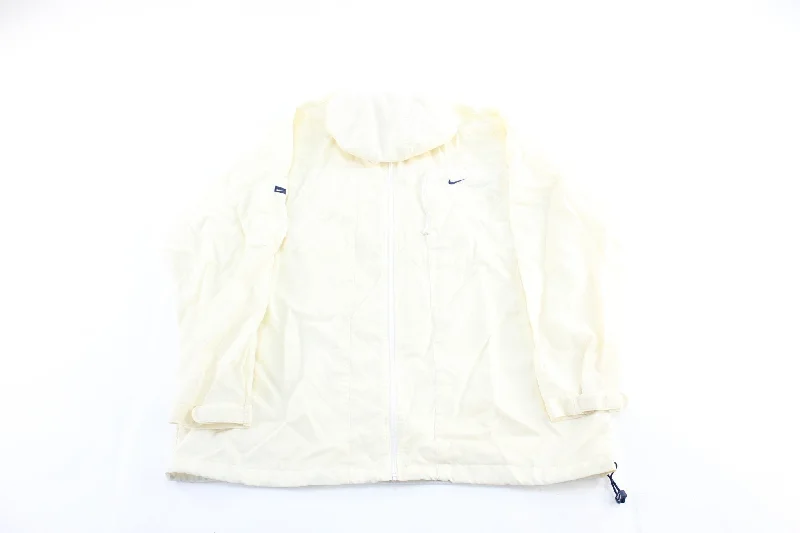 Y2K Nike Embroidered Logo White Hooded Zip Up Jacket