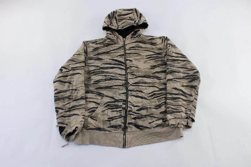 Y2K Quiksilver Embroidered Camo Zip Up Hoodie