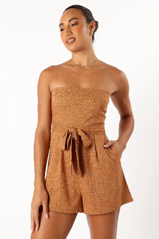 Christie Strapless Playsuit - Tan