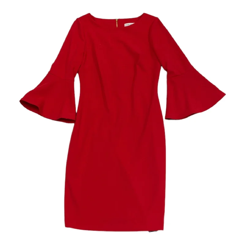 Red Dress Casual Midi Calvin Klein, Size 4