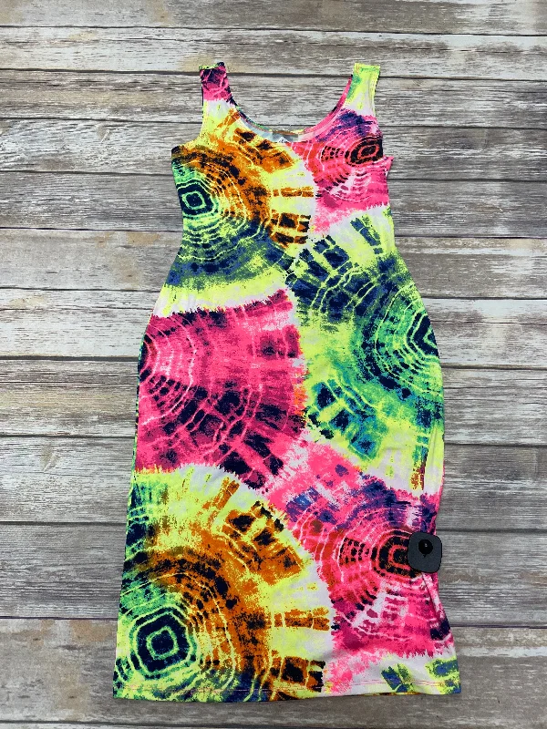 Tie Dye Print Dress Casual Midi Cme, Size L