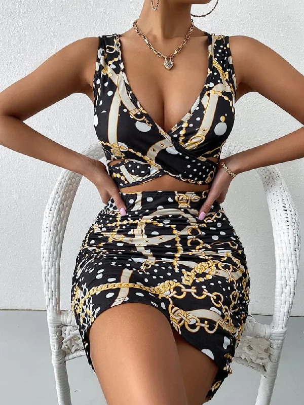 Sexy Sleeveless Deep V Cutout Party Mini Dress