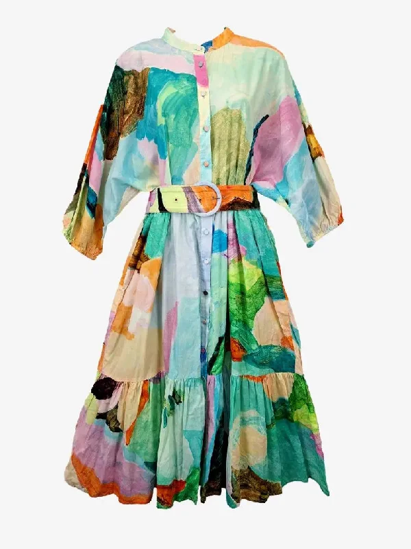 Bohemian Traders Colourful Watercolour Brushstroke Maxi Dress Size M