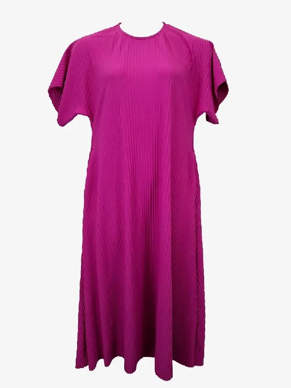 COS Vibrant Magenta Pleated Office Maxi Dress Size S