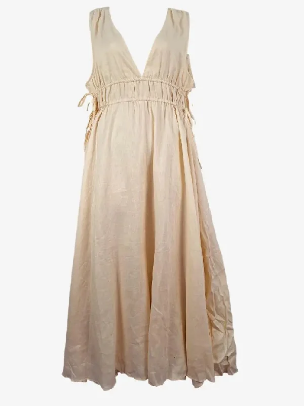 DISSH Tie Waist Butter Low Neck Maxi Dress Size 16