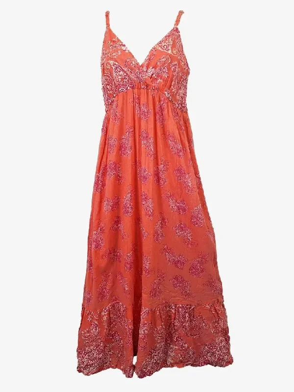 Seraphine Coral Floral Print Maxi Dress Size 10