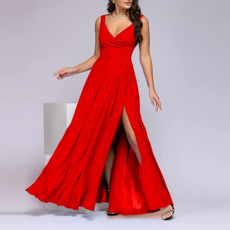 Sexy V-Neck Sleeveless Maxi Dress