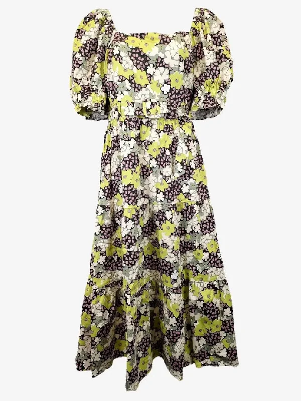 Ted Baker Sage Bloom Puff Sleeve Maxi Dress Size 12