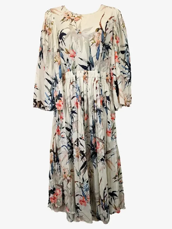 Witchery Watercolour Garden Pleated Spring Maxi Dress Size 8