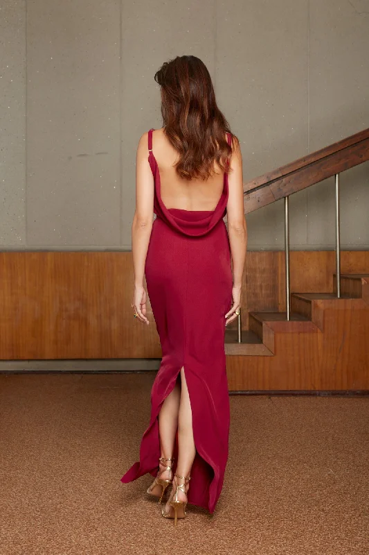 MANOA red cowl back evening dress