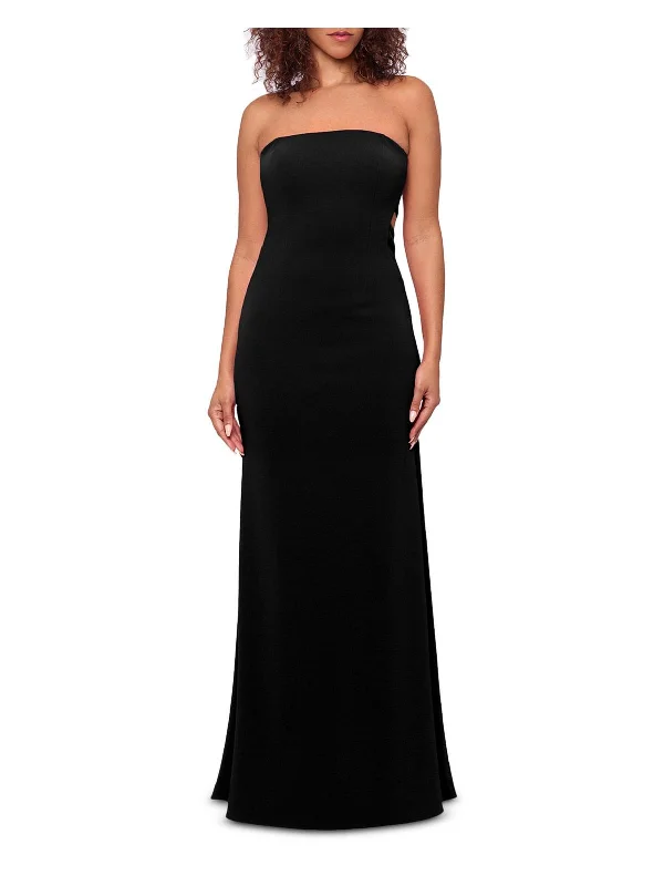 Womens Cut-Out Strapless Evening Dress