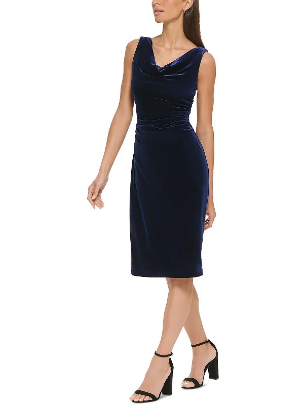 Womens Velvet Knee Cocktail and Party Dress