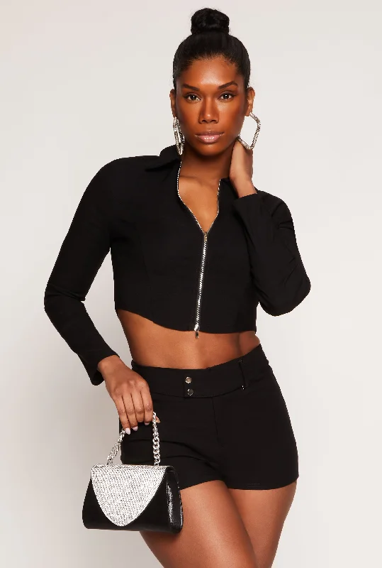 Iris Hyperstretch Zip Front Cropped Jacket